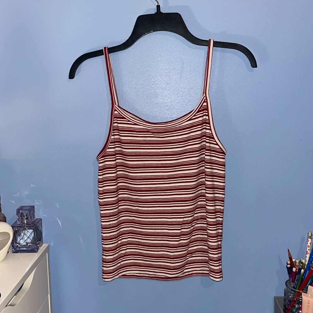 Red and white stripped spaghetti strap tank top